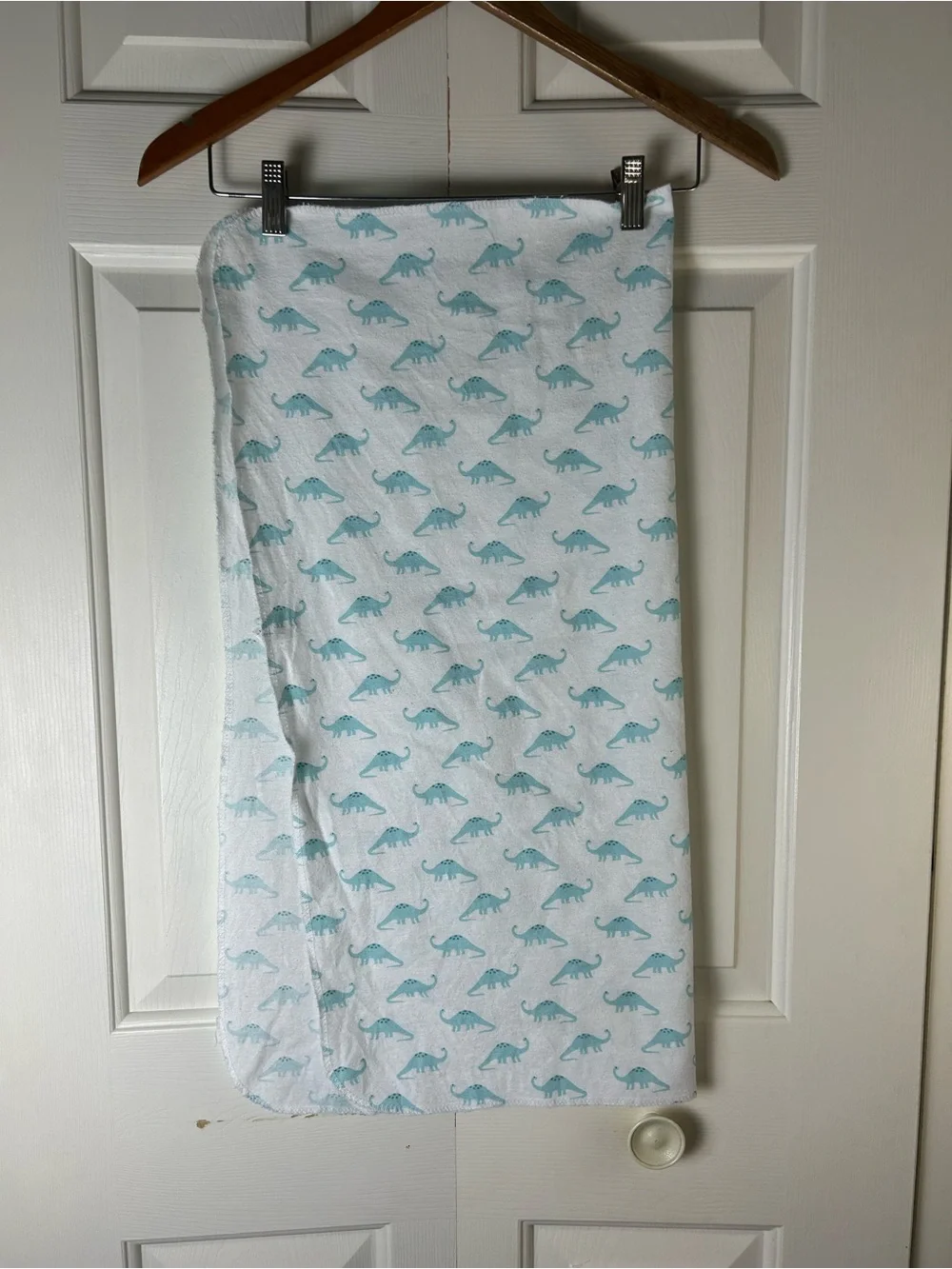 HB Hudson Baby Light Blue White Dinosaurs Receiving Blanket Flannel Thin